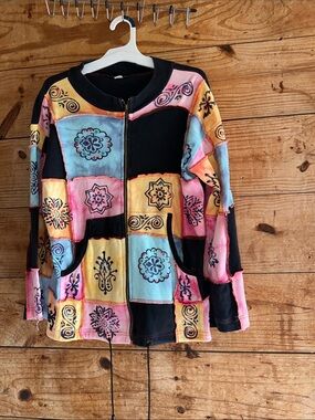 Topaz Patchwork Floral Zip-Up Lightweight Jacket